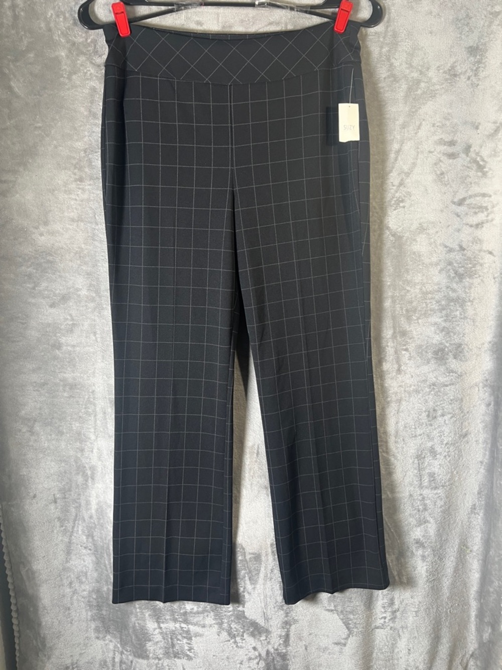 Suzy Shier Black Windowpane Men’s Dress Pants